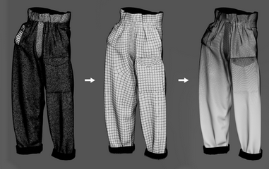 The middle model is an example of the recommended quad-based geometry with proper edge loops.